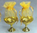 Cálice acrílico com organza - 12 unidades Cor:Dourado