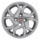 Calota 291cb-pta aro 14 cb cubo baixo prata + emblema resinado fiat vermelho