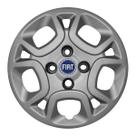 Calota aro 14 prata 077cb cubo baixo + emblema fiat azul