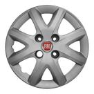 Calota aro 14 prata 160cb cubo baixo + emblema fiat vermelho