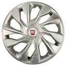 Calota Ds4 Aro 14 Silver + Emblema Resinado FIat Vermelho