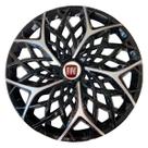 Calota esportiva aro 13 moove black silver + emblema resinado fiat vermelho