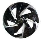 Calota esportiva aro 14 nitro black silver + emblema de alumínio volks 3d