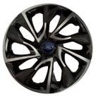 Calota esportiva ds4 14 black silver + emblema alumínio ford azul