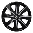 Calota esportiva prime 14 black silver + emblema renault
