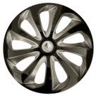 Calota esportiva velox 14 black silver + emblema alumínio renault prata