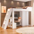 Cama Alta Beliche Office Adulto com Escrivaninha e Roupeiro Vivace
