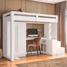 Cama Alta Beliche Office Adulto com Roupeiro e Escrivaninha Moon Yescasa Branco Cama Alta Beliche Office Adulto com Roupeiro e Escrivaninha Moon Yescasa Branco