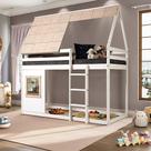 Cama Alta Cabana Noopy com Janela Branco/Cera Bege - Casatema