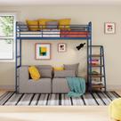 Cama Alta em Ferro Aço Carbono Tubular Teko Casatema MadeiraOriginals Azul/Álamo Cama Alta em Ferro Aço Carbono Tubular Teko Casatema MadeiraOriginals Azul/Álamo