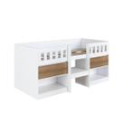 Cama Alta Infantil Branco e Mel com Portas Prateleiras MDP Ilha Bela Art In Móveis