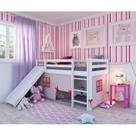 Cama Alta Infantil com Escorregador e Tenda em Madeira Maciça/mdf