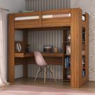 Cama Alta Multifuncional com Escrivaninha Penteadeira