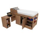 Cama Alta Multifuncional Infantil com Escrivaninha Gaveta e Armários MDP Branco Até 130kg Tecnomobili Cor:Amêndoa