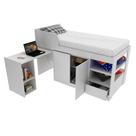 Cama Alta Multifuncional Infantil com Escrivaninha Gaveta e Armários MDP Branco Até 130kg Tecnomobili Cor:Branco