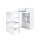 Cama Alta Multifuncional Solteiro Branco com Estante e Escrivaninha MDP Amsterdam