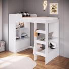 Cama Alta Multifuncional Solteiro com Estante e Escrivaninha 80 Amsterdam Branco