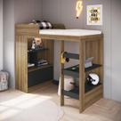 Cama Alta Multifuncional Solteiro com Estante e Escrivaninha 80 Amsterdam Mel