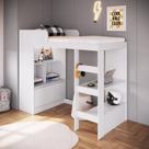 Cama Alta Multifuncional Solteiro Infantil/Juvenil com Estante e Escrivaninha 80 Amsterdam Branco