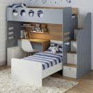Cama Alta Office com Cama de Solteiro e Armário Baixo Star Maker Casatema Madeiraoriginals Azul/Itapoã