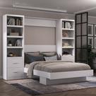 Cama Articulada Casal com Estante 4 Gavetas 8 Prateleira Branco Cama Articulada Casal com Estante 4 Gavetas 8 Prateleira Branco