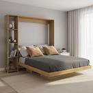 Cama Articulada de Casal com 4 Prateleiras e 2 Nichos CM8014 Laranja/Amêndoa