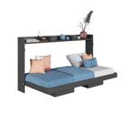 Cama Articulada Solteiro Horizontal com 2 Nichos 1 Prateleira CH1080 80cm Grafite - Art In Móveis Cama Articulada Solteiro Horizontal com 2 Nichos 1 Prateleira CH1080 80cm Grafite - Art In Móveis