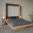 Cama Articulada Vertical Casal de Parede Com 2 Mesas de Cabeceira Nichos e Gavetas MDP Branco Até 240kg Tecnomobili Cor: