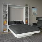 Cama Articulada Vertical Casal de Parede com 8 Prateleiras e 2 Nichos MDP Branco Até 240kg Tecnomobili Cor:Branco