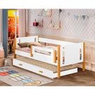 Cama Babá Infantil Mirela com Cama Auxiliar Branco/mel com Grade de Proteção - Divaloto Móveis