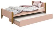 Cama Babá Solteiro com Auxiliar Simba Rosa Fosco com Madeira - MoveisAqui Cama Babá Solteiro com Auxiliar Simba Rosa Fosco com Madeira - MoveisAqui