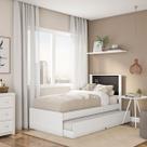 Cama Barcelona Solteiro Com Auxiliar Branco Com Preto Tebarrot Móveis