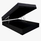 Cama Base Box Baú Casal Reforçado Suede Preto + Colchão Casal Reforçado D33 20x138x188
