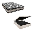 Cama Base Box Baú Casal Super Black Sintético Bege + Colchão Casal Super Black D33 28x138x188