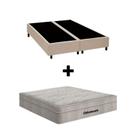 Cama Base Box Casal Bipartido Suede Bege e Colchão de Mola Ensacada Casal Airtech Ortobom