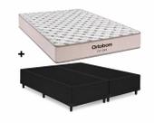 Cama Base Casal Bipartido Preto Colchão Fit D45 Espuma 138x188 - Ortobom