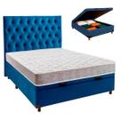 Cama + Bau Azul e Colchão D33 Casal - D33 Inducol + Cabeceira Cama + Bau Azul e Colchão D33 Casal - D33 Inducol + Cabeceira