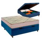 Cama + Bau Azul e Colchão D33 Casal