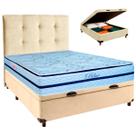Cama + Bau Blindado e Colchão Molas Ensacadas Casal - Blue Paropas + Cabeceira