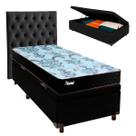 Cama + Bau Blindado e Colchão Molas Ensacadas Solteiro - Life Gold Paropas + Cabeceira
