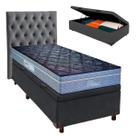 Cama + Bau Blindado e Colchão Molas Ensacadas Solteiro - Petrus Paropas + Cabeceira