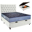 Cama + Bau Branco e Colchão Molas Ensacadas Casal - Petrus Paropas + Cabeceira