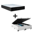 Cama Baú Casal 138 Bipartido Tecido Sintético Branco Com Colchão Marrocos - Poliéster - Espuma D33 30cm