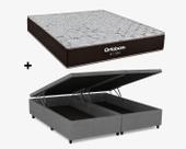 Cama Bau Casal Bipartido Cinza Colchão Fit D33 Espuma 138x188 - Ortobom