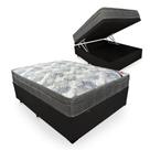 Cama Baú Casal Preto + Colchão Casal Iso Superpocket - Mola Ensacadas - Ortobom - (138x188)