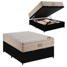 Cama Baú Casal Sintético + Colchão Ortobom Airtech Molas Ensacadas 65x138x188 Cor:Preto