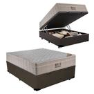 Cama Baú Casal Sintético + Colchão Ortobom Airtech Molas Ensacadas 65x138x188 Marrom Cama Baú Casal Sintético + Colchão Ortobom Airtech Molas Ensacadas 65x138x188 Marrom