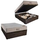 Cama Baú Casal Suede + Colchão Ortobom Airtech Molas Ensacadas 65x138x188
