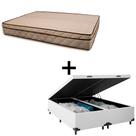 Cama Baú King 193 Tecido Sintético Branco Com Colchão Polônia Bello Box - D28 66x193x203 Cama Baú King 193 Tecido Sintético Branco Com Colchão Polônia Bello Box - D28 66x193x203
