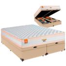 Cama Baú King e Colchão Denver Molas Ensacadas Inducol Bege